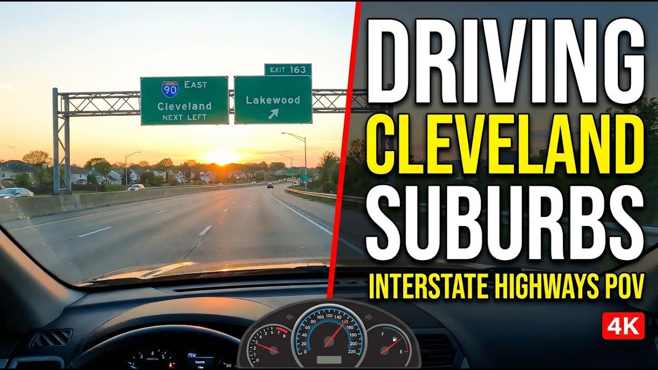 Driving around The Suburbs of Cleveland, Ohio on The Interstate Highways