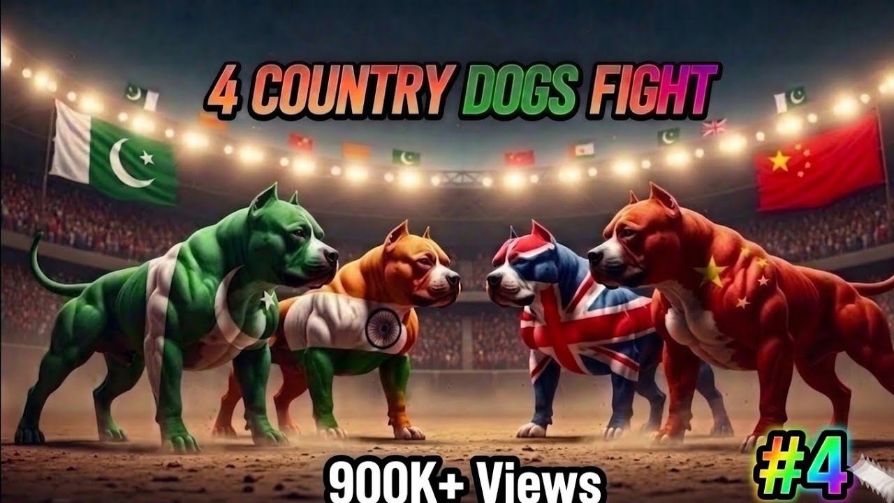 4 Country Dog Ai Fight in Hindi/Urdu | China VS UK Dogs | Pak VS IND Dog Fight Video | Dog Video