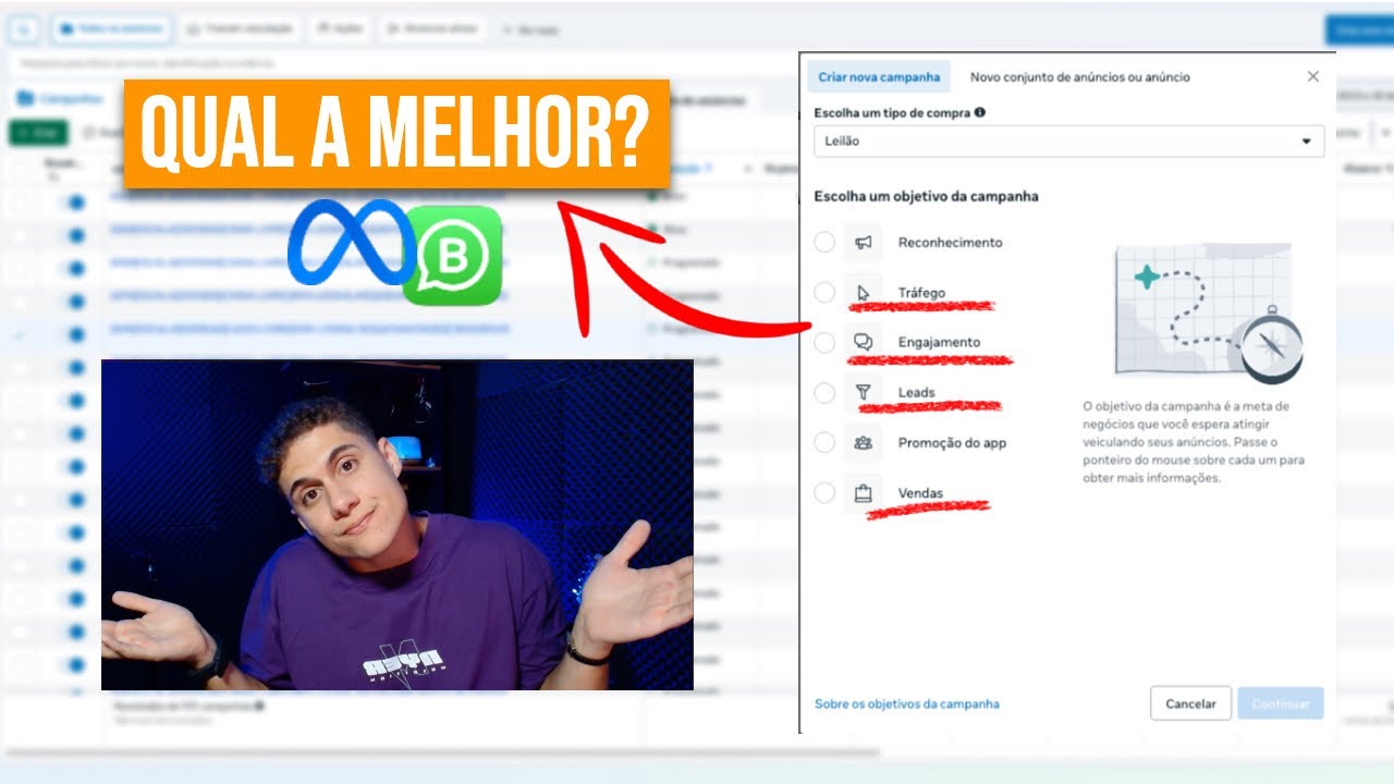 Qual a melhor campanha para o Whatsapp no Facebook Ads? (TRÁFEGO, LEADS, ENGAJAMENTO OU VENDAS?)