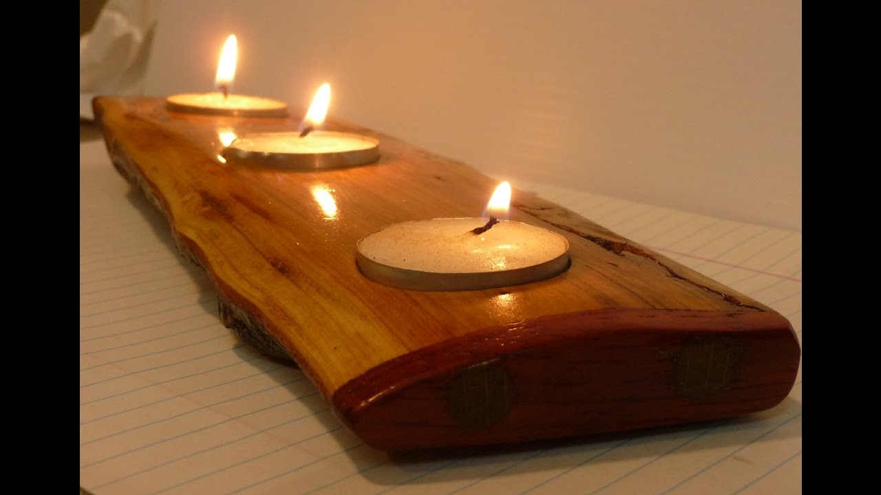 live edge candle holder