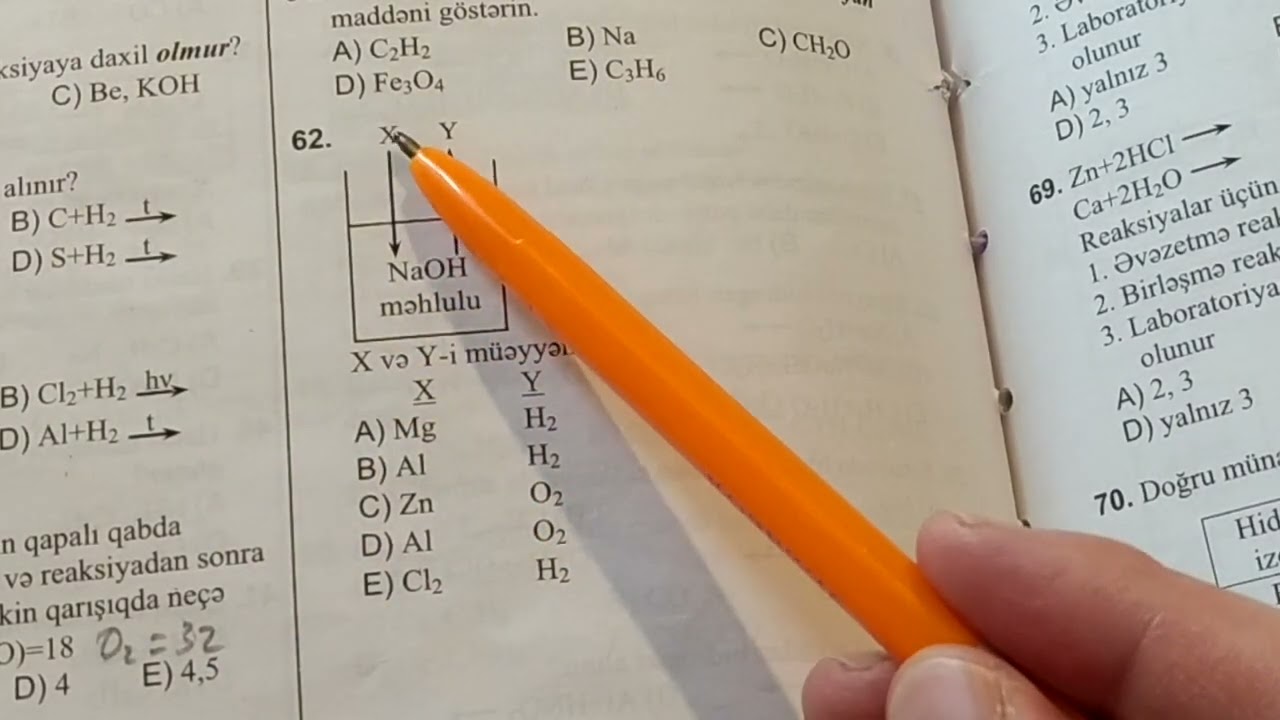 Hidrogen.Alınması.Xassələri test 44-80.DİM toplu 2019 I hissə. səh 268-270 (050-584-28-14)