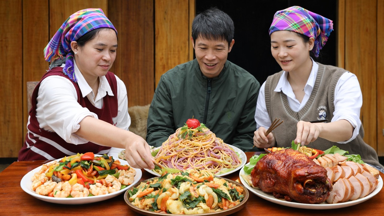 Heartwarming Moment! Two Daughters Prepare a Special Feast for Their Dad | Ly Thi Ca