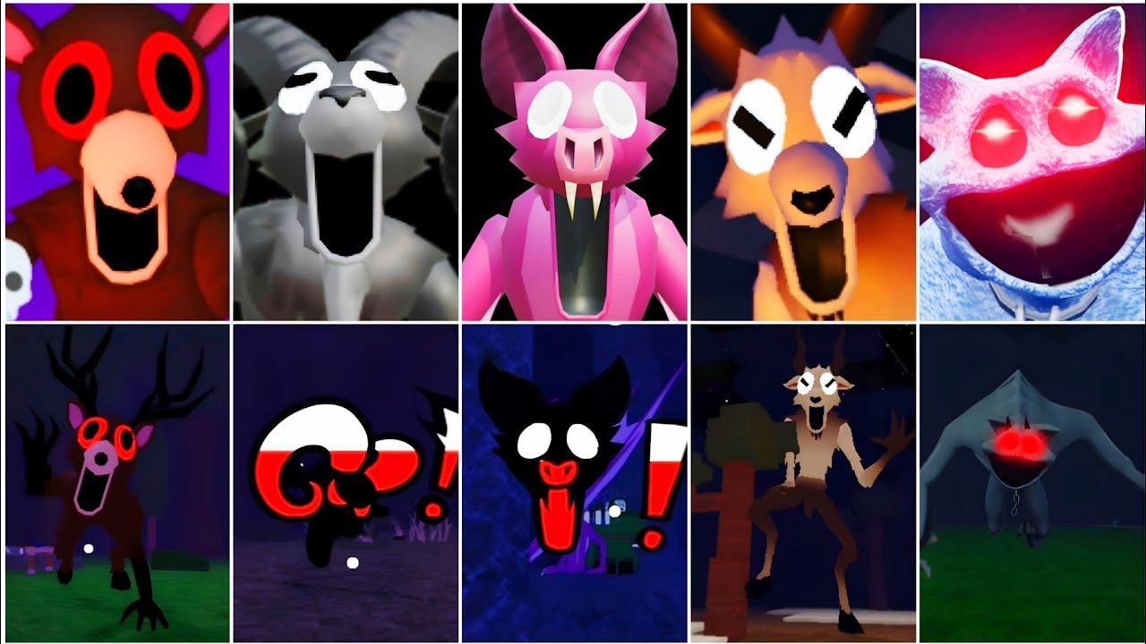 Deer Vs Ram Vs Bat Vs Goat Vs Cat Jumpscare In - 99 Nights In The Forest | & More Monsters