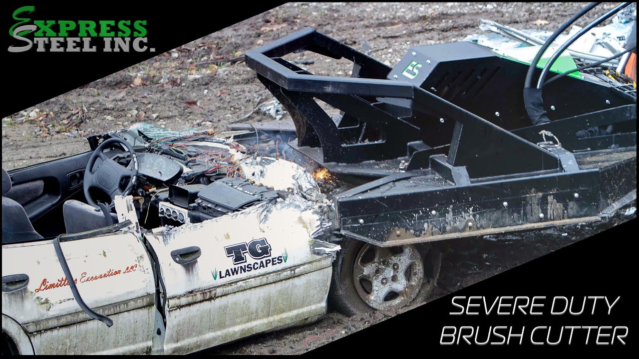 Express Steel releases a new Severe Duty Brush Cutter- Destroys a Dodge Neon with little effort.