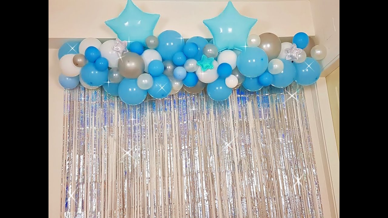 Decoración cortinas metalizadas, y globos de estrella 😍/decoration metallic curtains and balloons