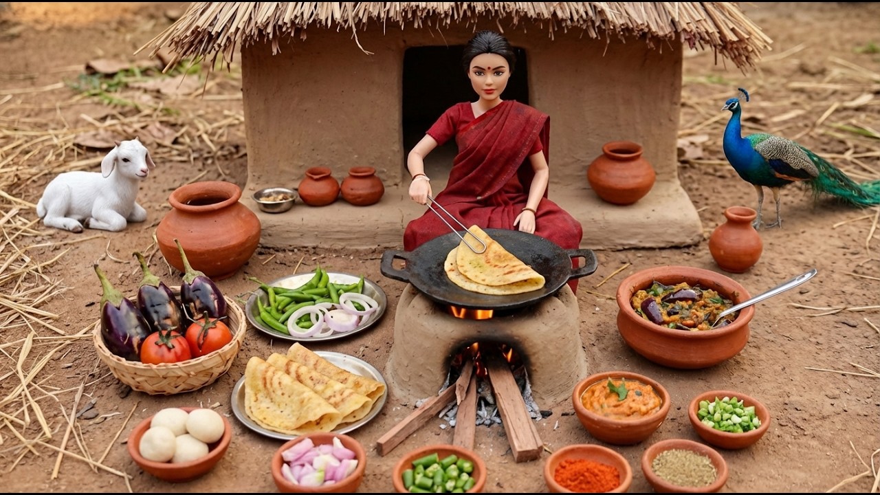 Miniature Doll Dosa & Chutney Cooking ASMR 🫓🥥 | Indian Village Tiny Kitchen Story | Mini Doll