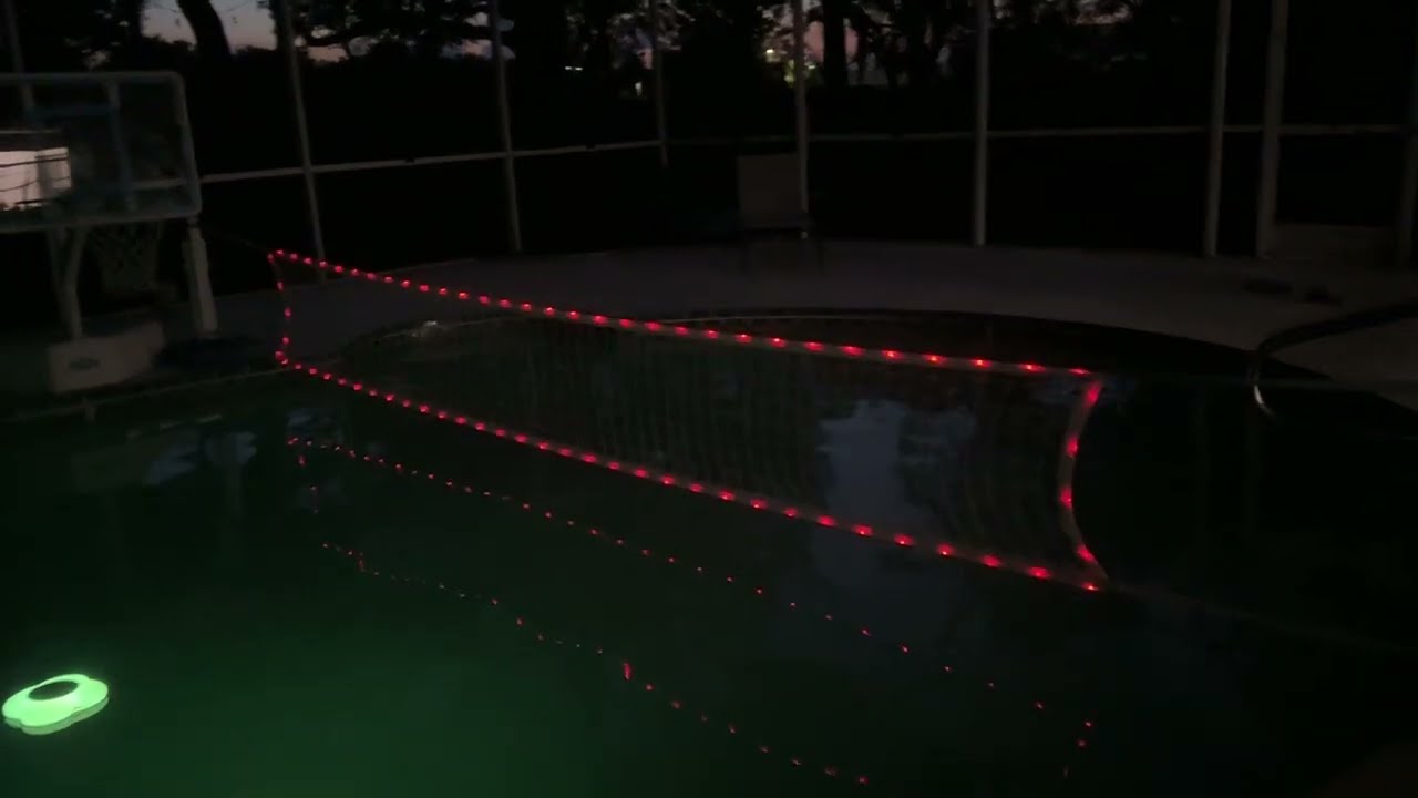 Check Out This LED Pool Volleyball Net At Night