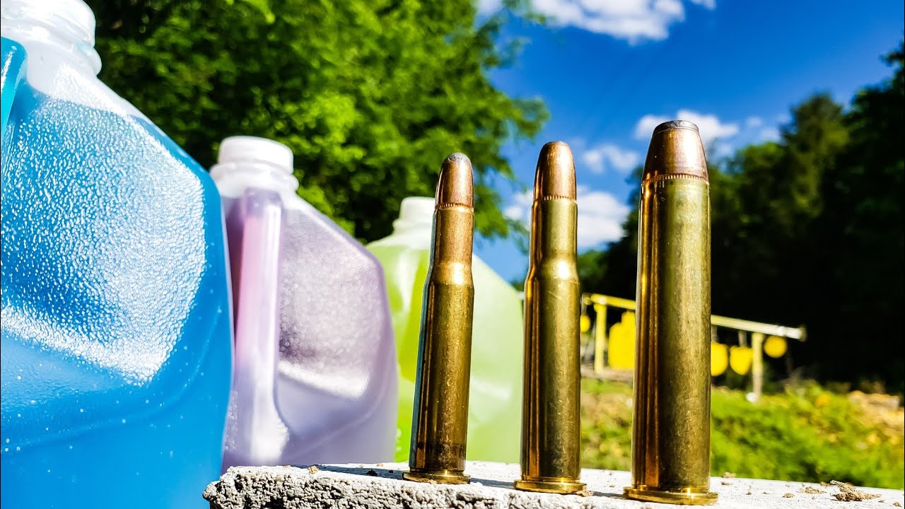 30-30 vs 32 win vs 4570govt - HOW MANY MILK JUGS???