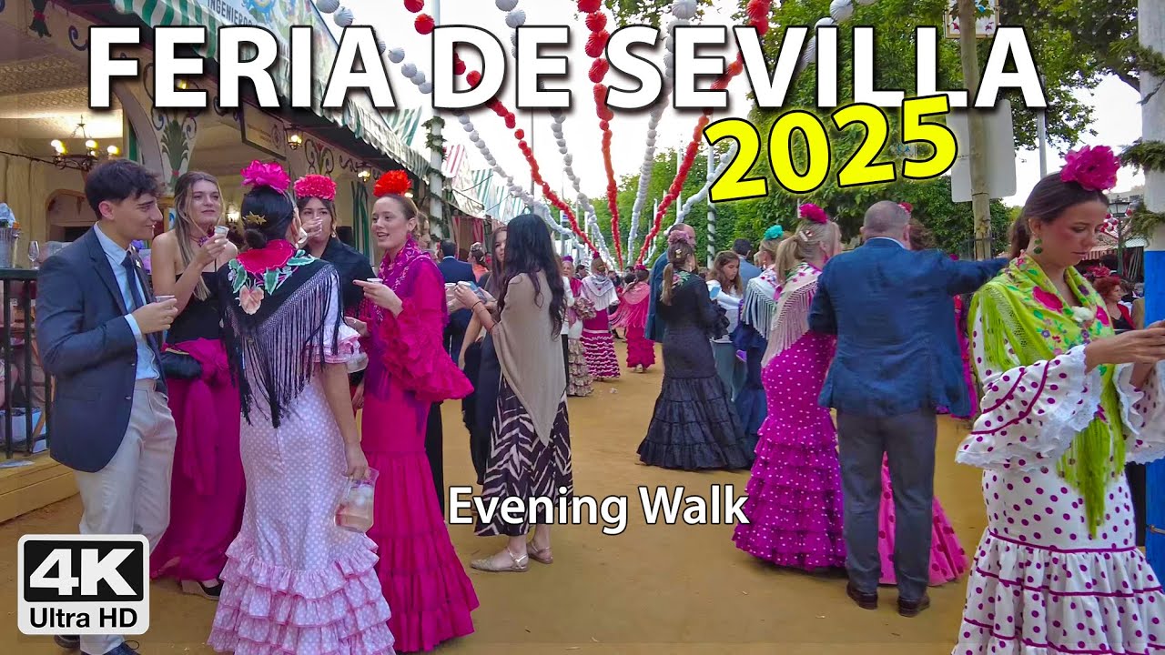 💃🏼Feria de Abril 2025 in 4K 🥂Evening🌇 Seville's April Fair Virtual Walk Tour, Spain