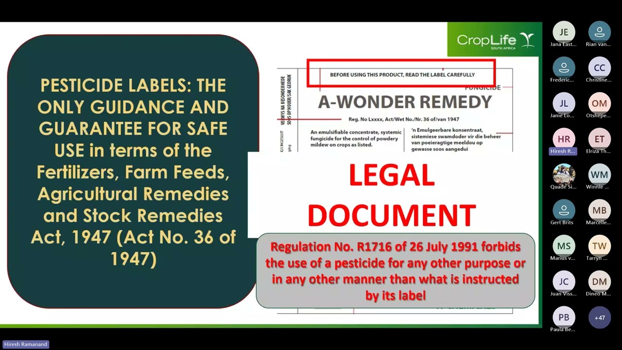 CropLife SA Responsible Use Refresher Webinar