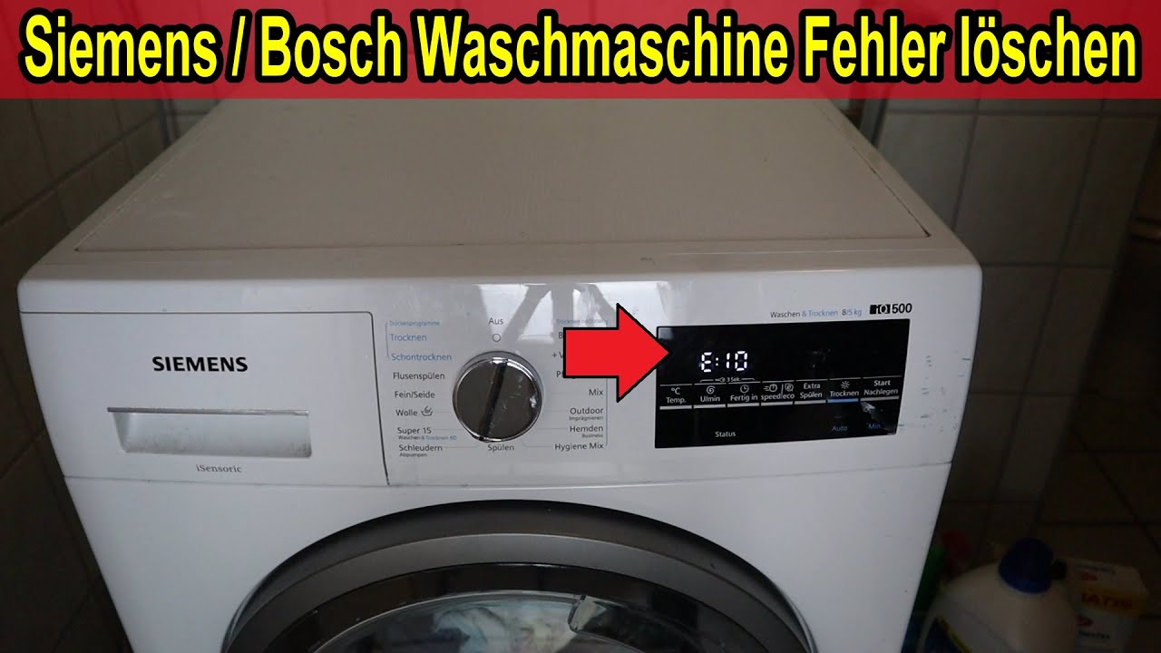 Bosch / Siemens Waschmaschine Fehlercode l&ouml;schen & Fehlerspeicher zur&uuml;cksetzen / Waschmaschine reset