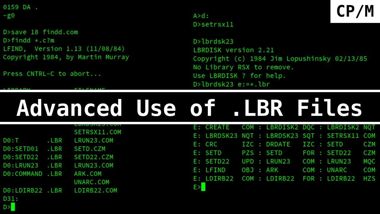 Advanced Use of .LBR Files on CP/M