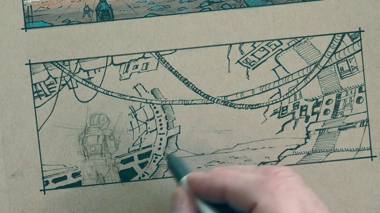 Scifi Sketching and drawing - A Trailer from my Gumroad Tutorial