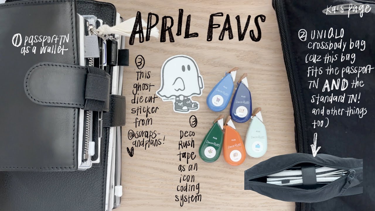 April Favorites | Traveler's Notebook as wallet | Uniqlo crossbody bag | stickers | Deco rush tape