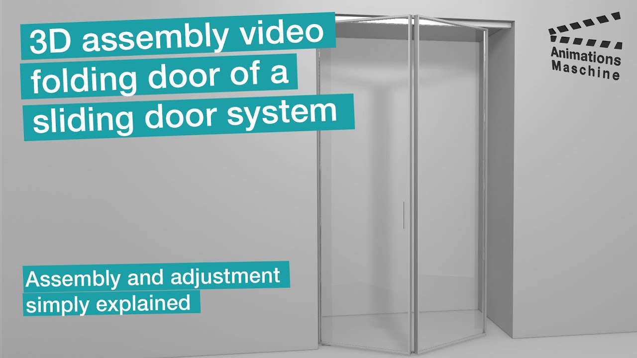 3D assembly video of a folding door of a sliding door system