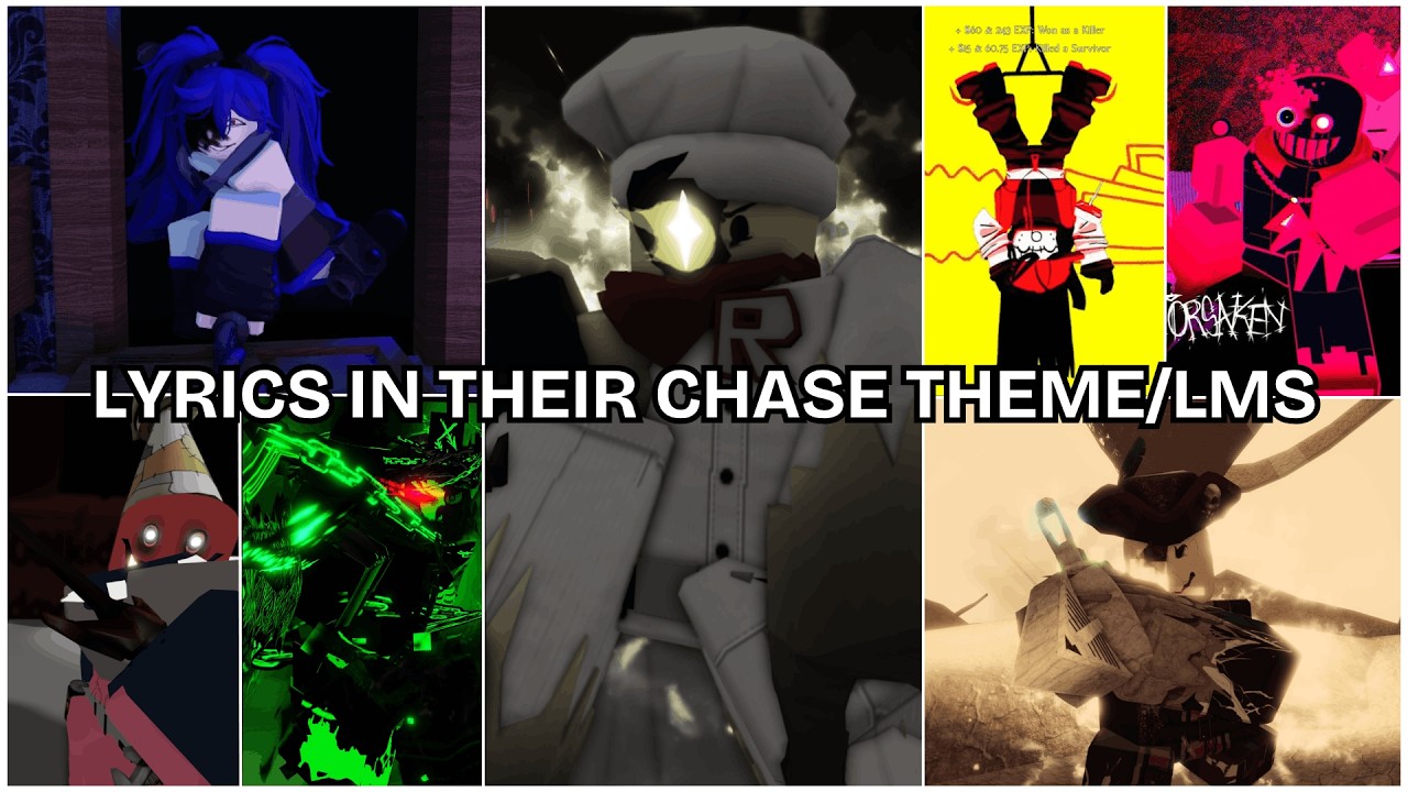 KILLER SKINS WITH LYRICS IN THEIR CHASE THEME/LMS | Roblox Forsaken