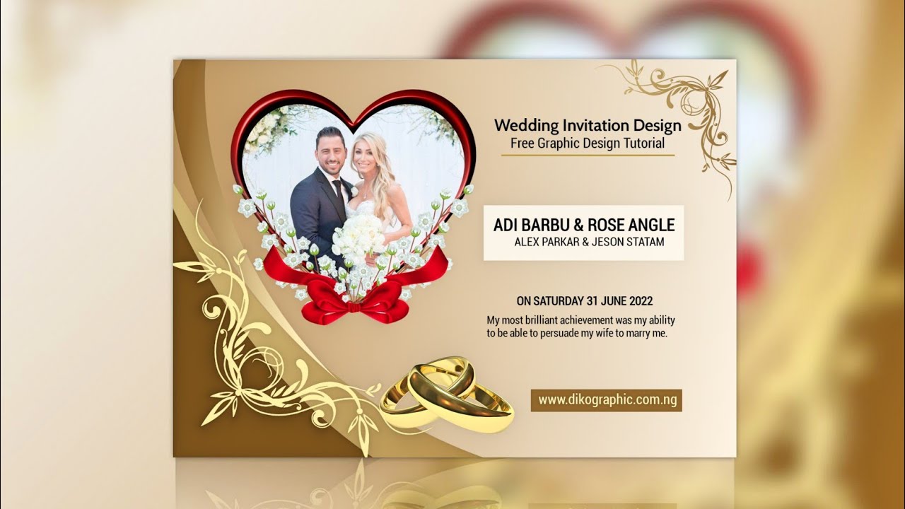 Professional Wedding Invitation Card Design || PixelLab Tutorial | Diko Graphics