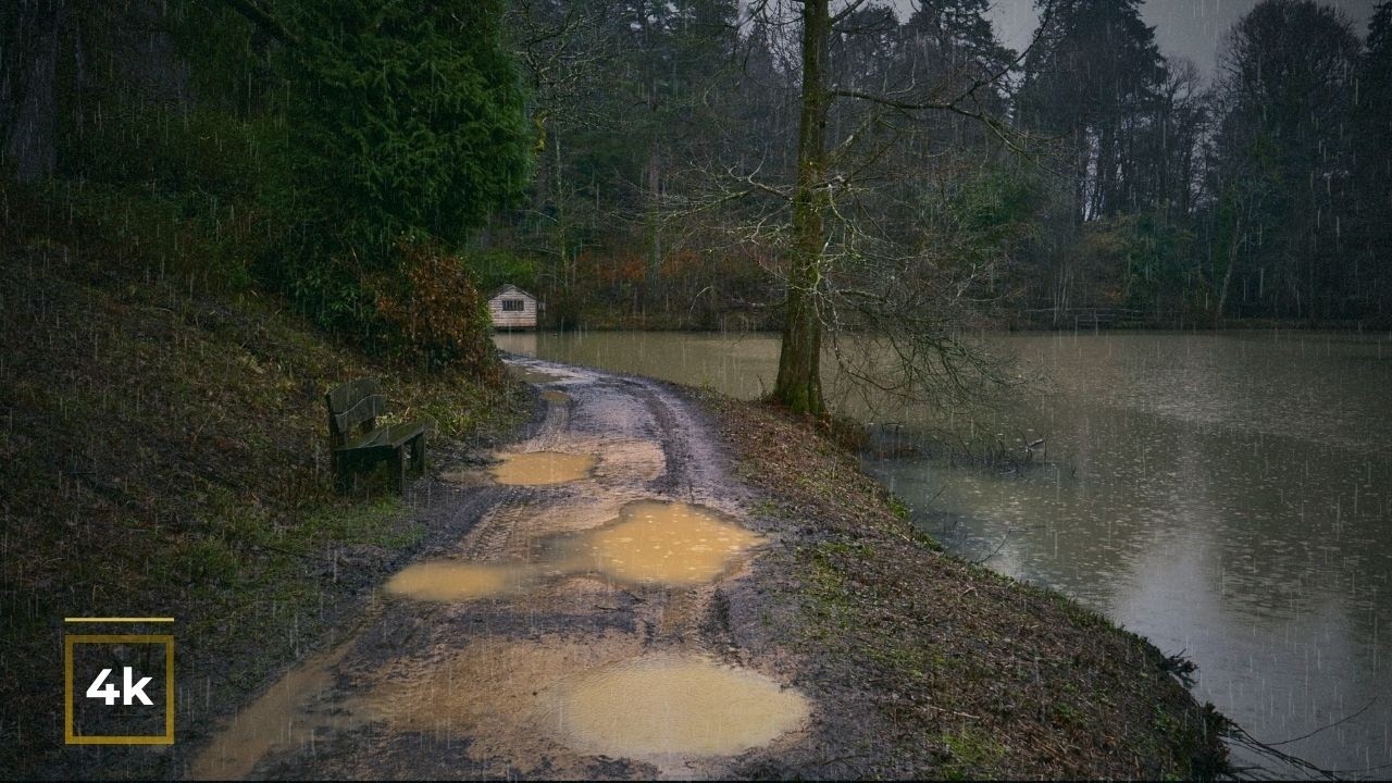 4K Heavy Rain Walk 🌧️ Nature Ambience | Rain & Thunder ASMR Sounds for Sleep, Study & Focus