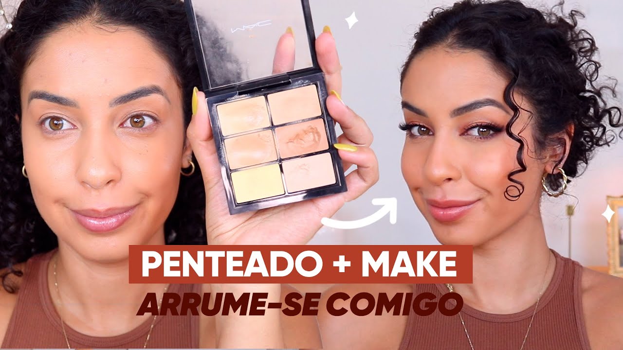 PENTEADO PRA CABELO CACHEADO + MAKE NUDE FÁCIL - ARRUME-SE COMIGO | JULIANA LOUISE