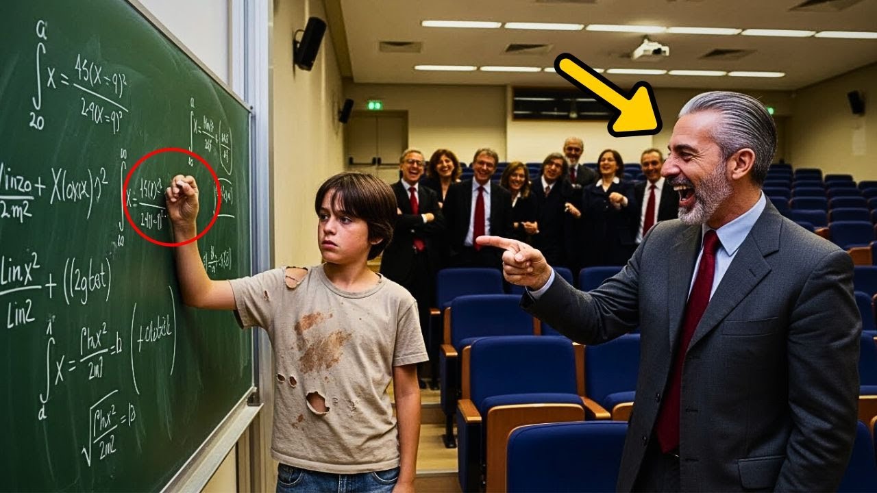 «RISOLVO IN 1 MINUTO!» — 20 PROFESSORI RISERO… FINCHÉ IL FIGLIO DELLA BIDELLA CORRESSE IL CALCOLO!