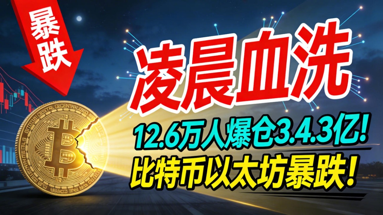 【凌晨血洗】12.6万人爆仓3.43亿美元！比特币跌破64000美元，以太坊失守1800美元
