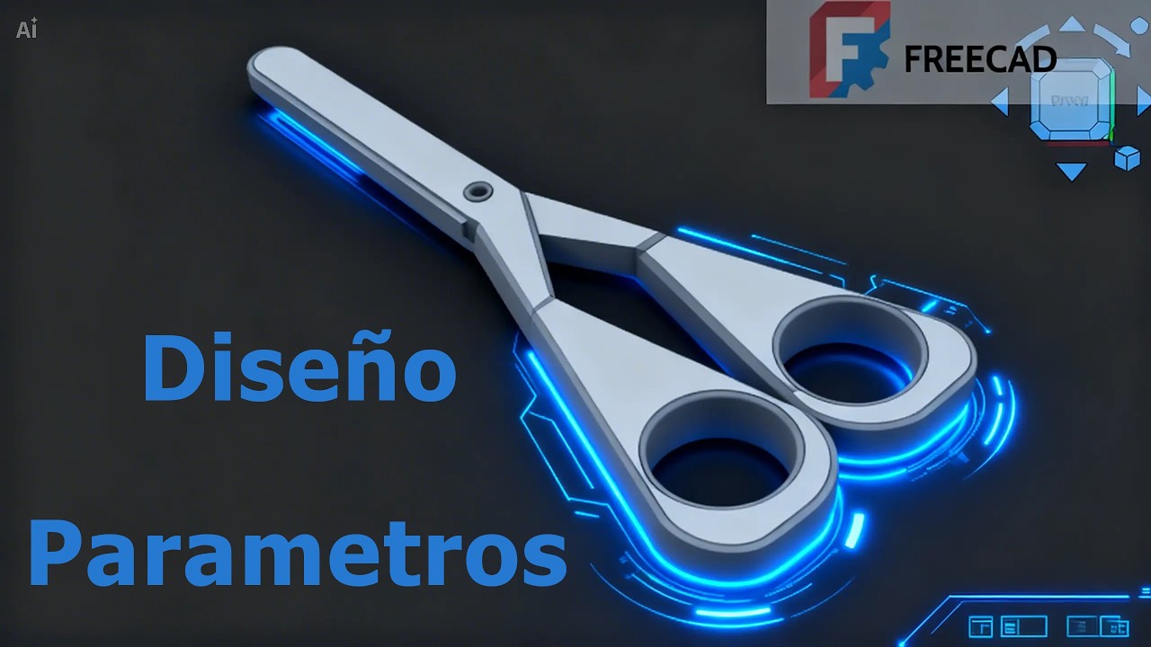 Diseñando unas tijeras paramétricas en FreeCAD | Sketch, parámetros y ensamblaje