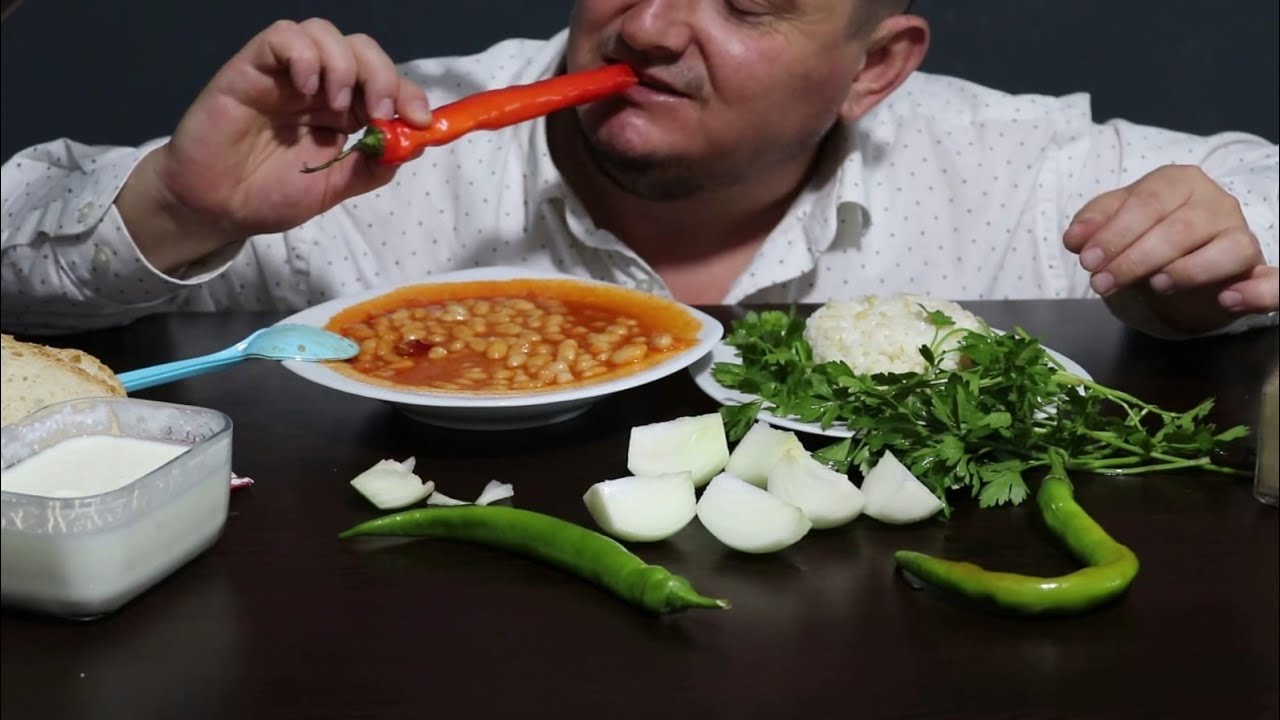 ASMR TURKİSH KURU FASULYE  PİLAV SOĞAN DRY BEAN RICE ONIONS Wonderfull ASMR