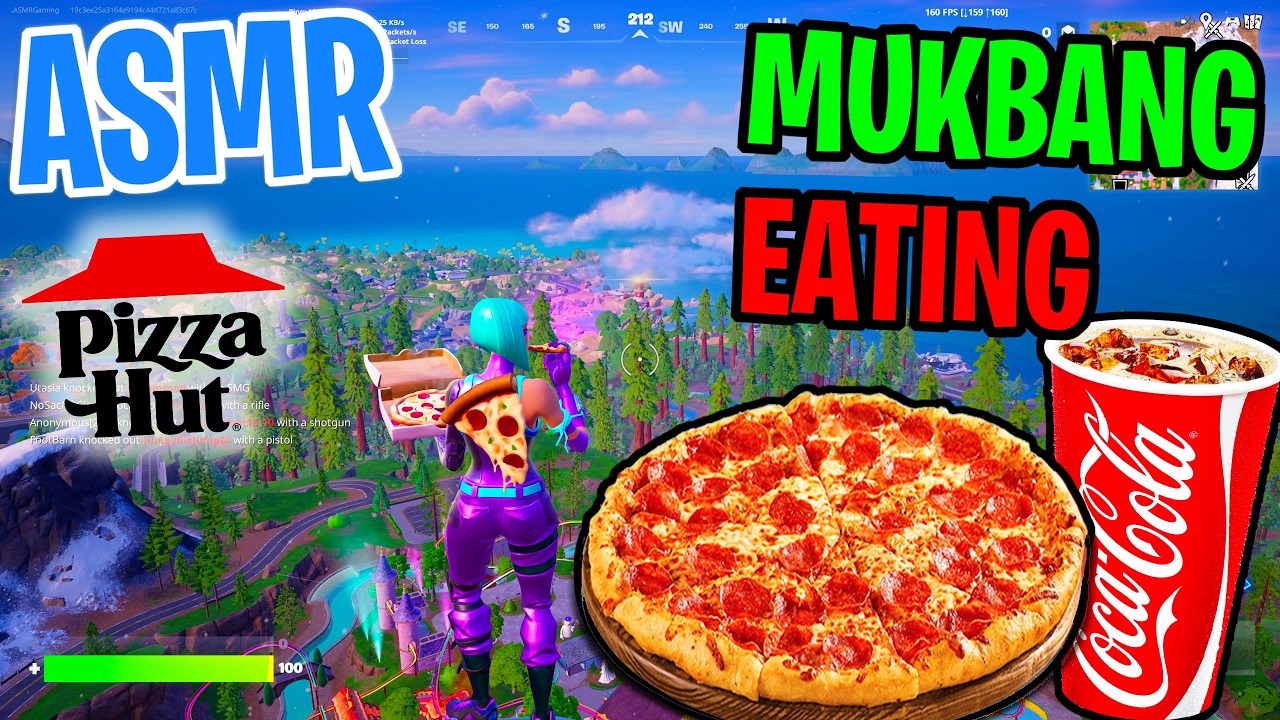 ASMR Gaming 🍕 Fortnite Pepperoni Pizza Hut Mukbang Eating + Relaxing Spectating 🎮🎧 Whispering 💤