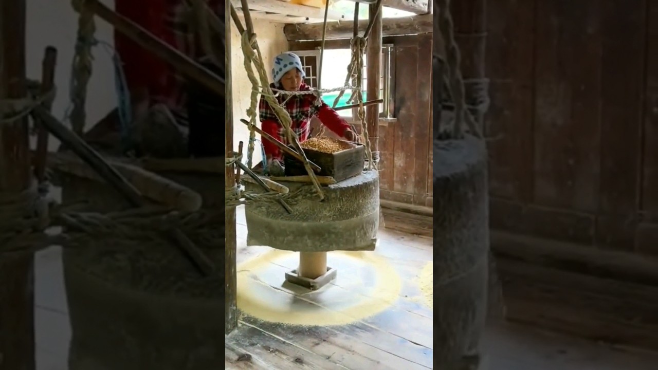 Water Flour Mill - A Natural Way to Make Flour..😱🤯 #shorts #flour #viral #flour_mill  #youtubeshorts