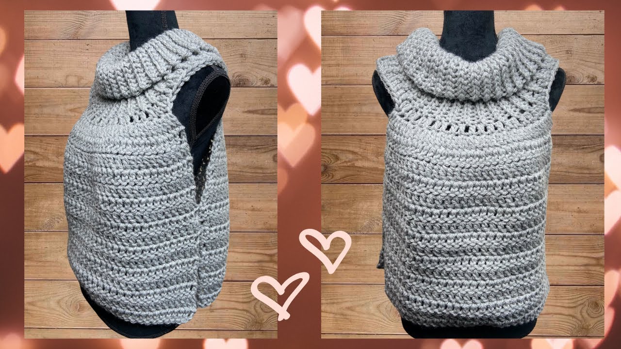 CHALECO CUELLO REDONDO A CROCHET #ganchoganchillocrochetparaprincipiantes