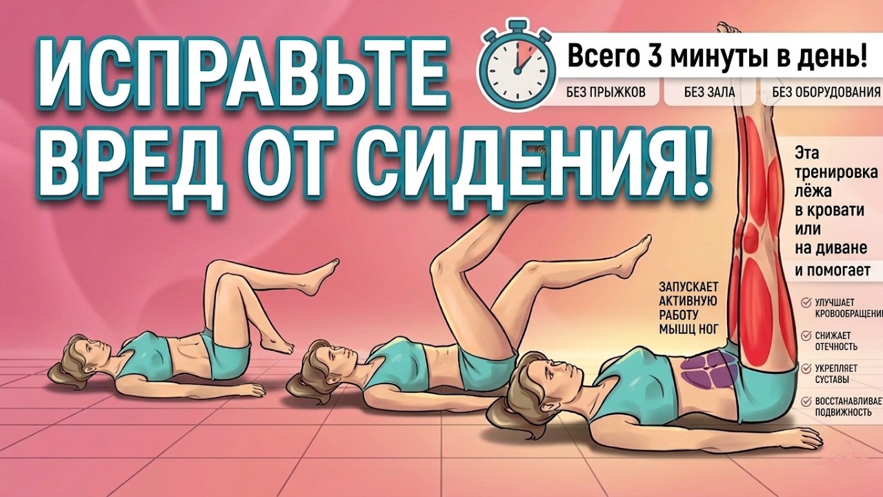 3 минуты в постели — и бёдра тают! Убери жир с ног.