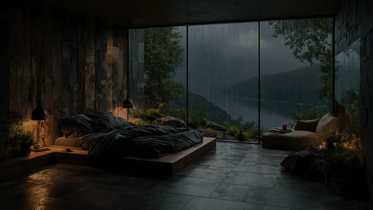 Soft Rain Tapping on the Window Inside a Cozy Room for Deep Relaxation and Peaceful Sleep