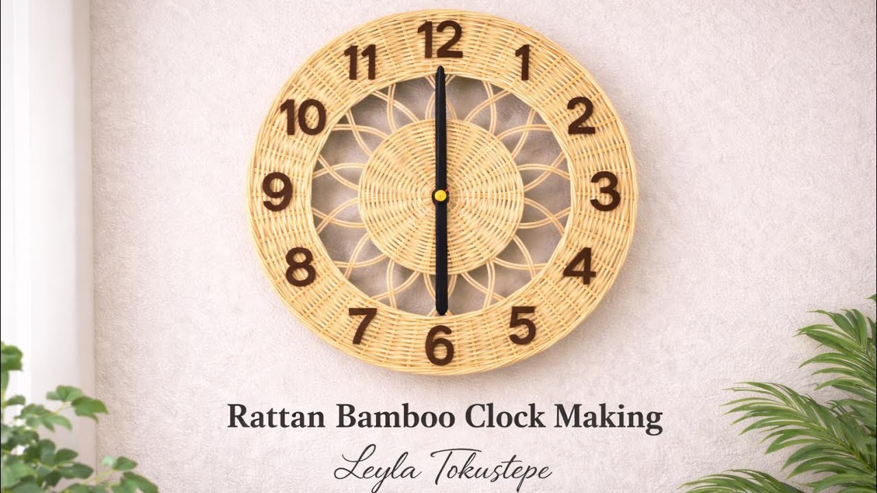 Rattan bamboo#bambooWicker#clock bamboo#rattan bambu saat yapımi