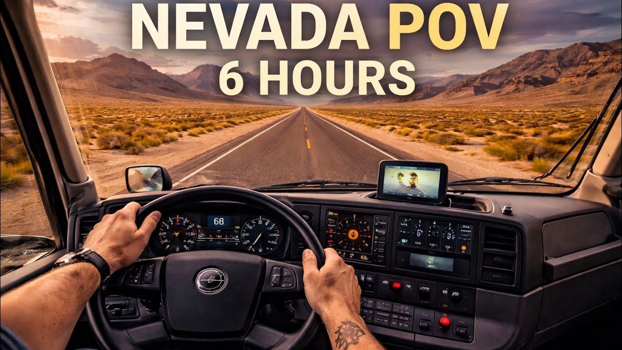 Ultimate 4K Truck Driving POV | 6 Hours Across Nevada Desert in Rain & Mountains