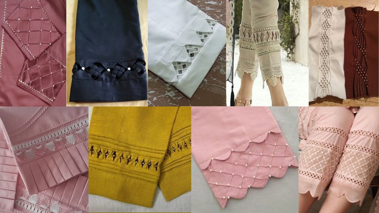 Trouser Design 2022 Trouser Design with Lace and Pearls Trendy Trouser Design Ideas