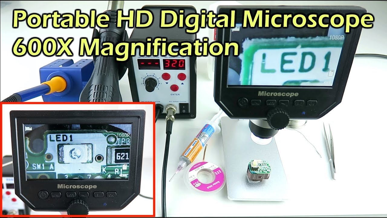Portable HD Digital Microscope 600X 3.6MP 1080P