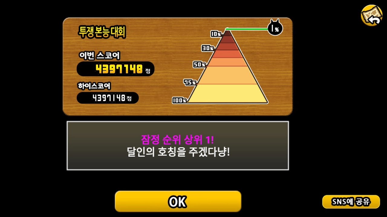 극도장 투쟁본능 대회 엄청강하다 4,397,148점 상위 1퍼 [냥코대전쟁]