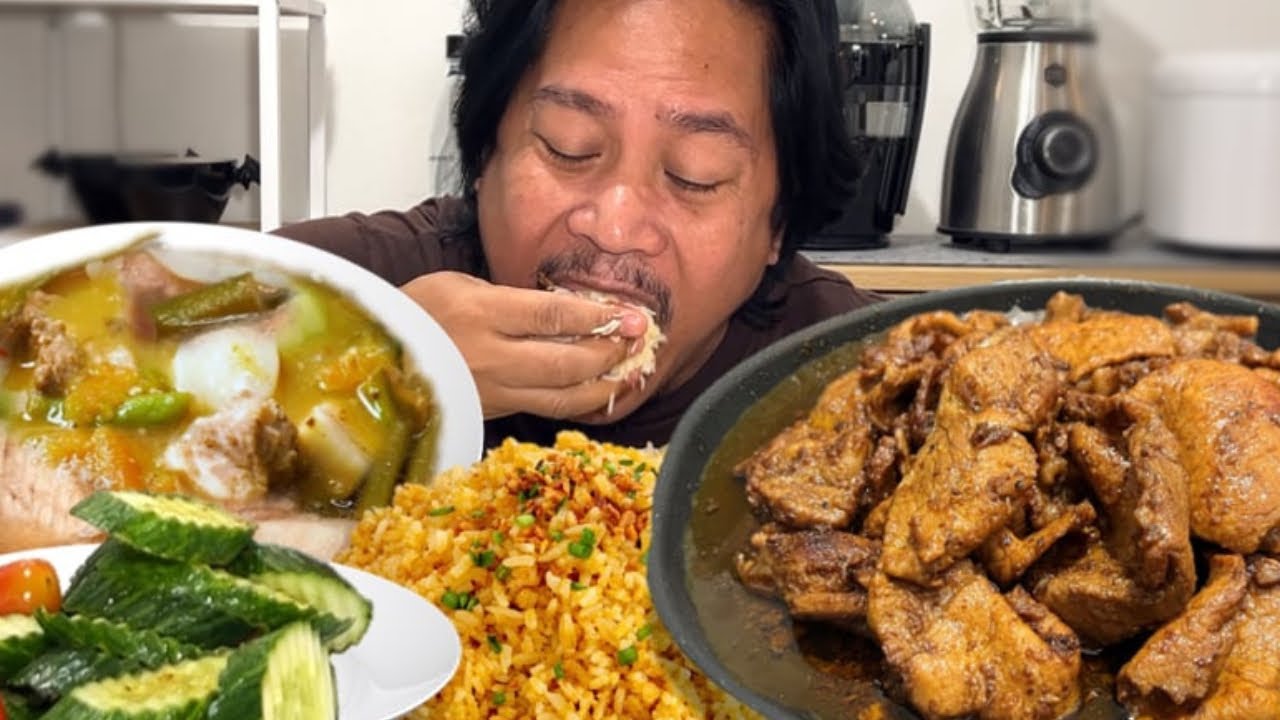NAGMAMANTIKANG PORK ADOBO SA ACHUETE OIL AT SABAW NG SINIGANG! Filipino Food. Mukbang & Recipe.