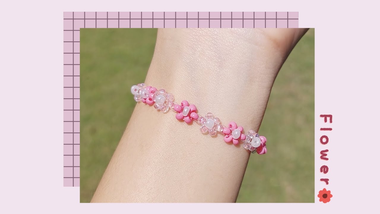 สอนร้อยกำไลลูกปัดดอกไม้ง่ายๆ สไตล์เกาหลี 🌸✨ - How to Make Daisy Flower Beaded Bracelet Jewelry