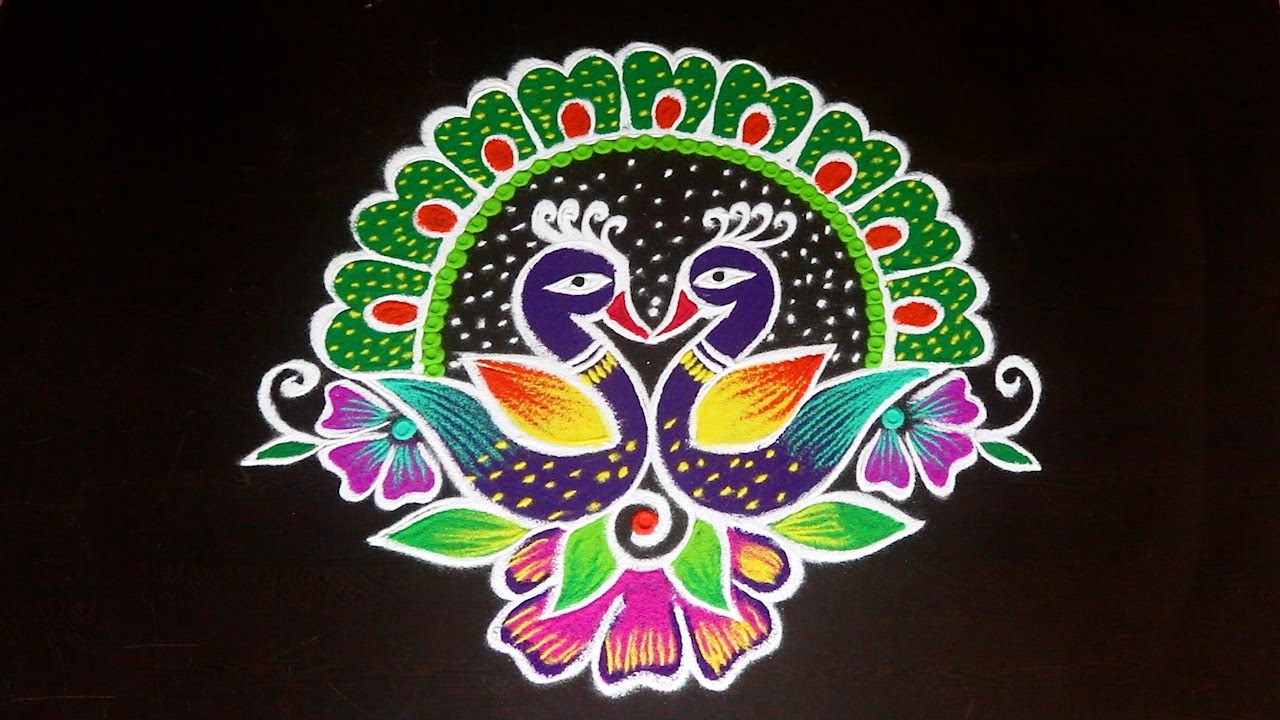 Newyear special amazing Peacock kolam By AnithaRangoli|🌼rangoli || 🌺Kolam ||🌻Muggulu