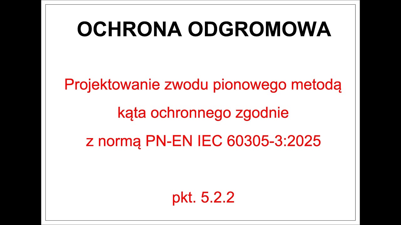 OCHRONA ODGROMOWA - Kąty ochronne pkt. 5.2.2 zgodnie z normą PN-EN IEC 60305-3:2025