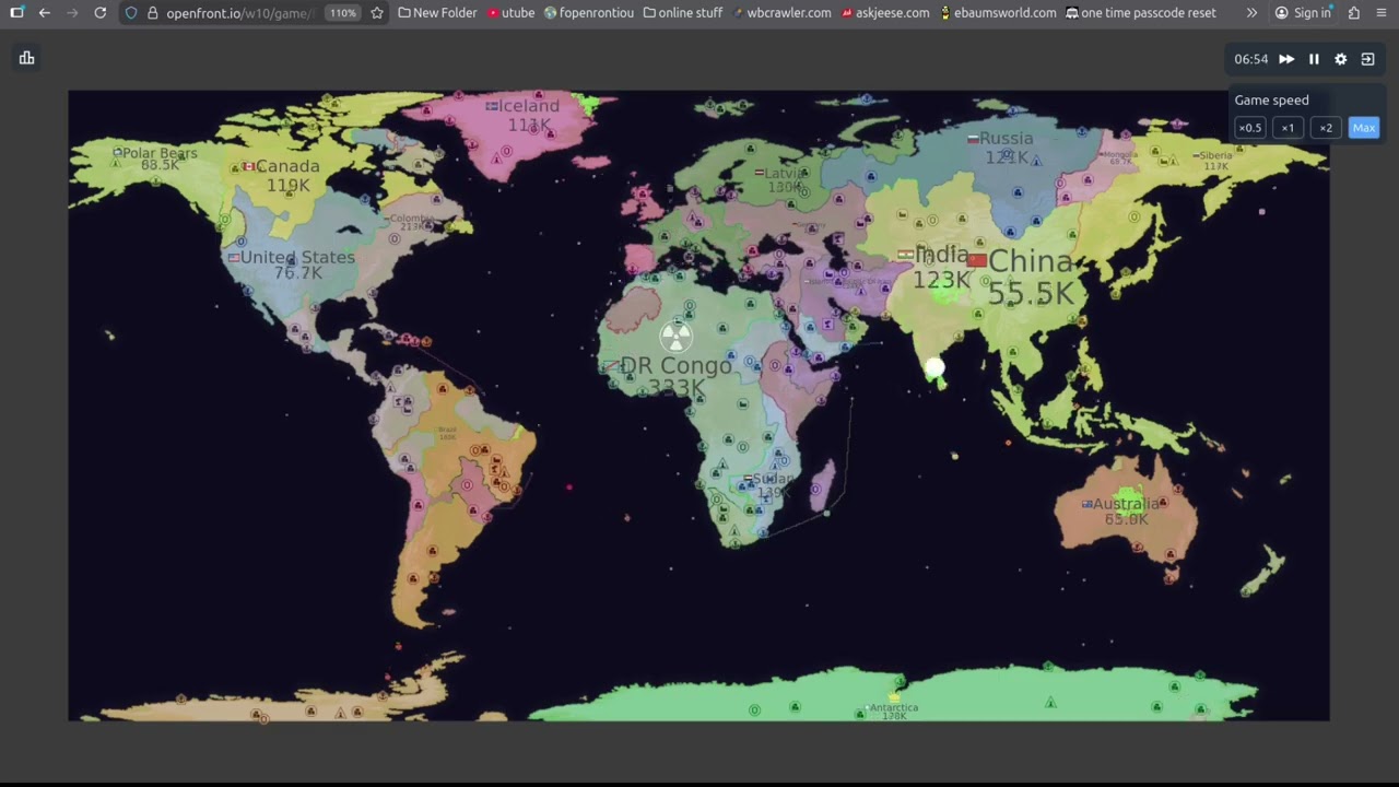 OpenFront.io - World - Bots Only - TIME LAPSE