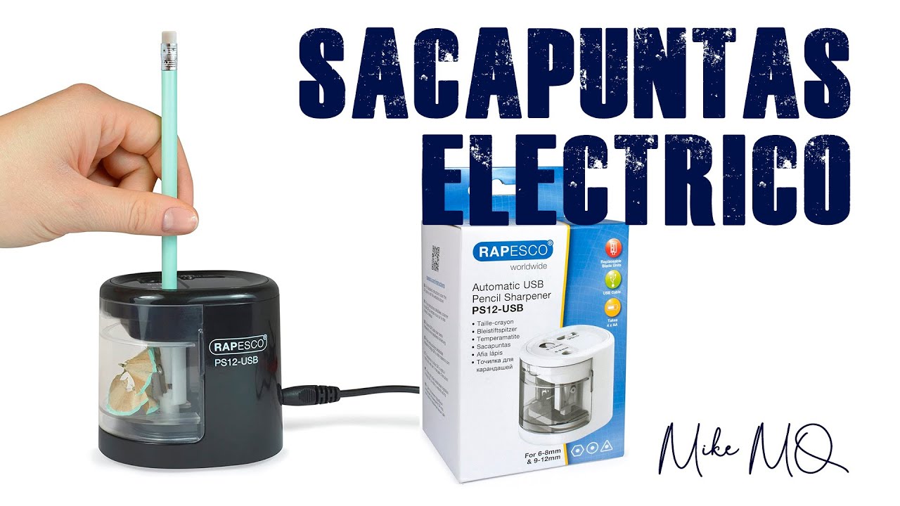 SACAPUNTAS electrico RAPESCO PS12. El mejor que he probado hasta ahora. A pilas y a USB.