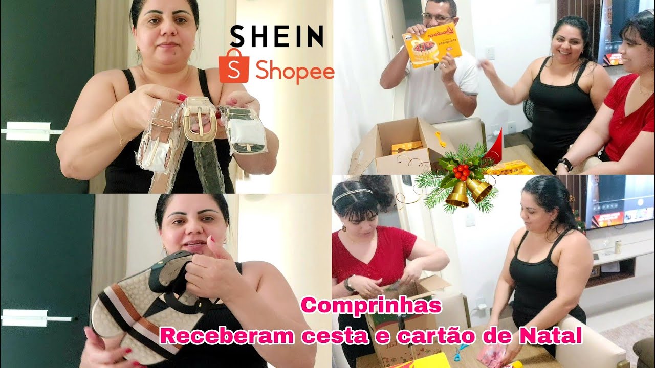 COMPRINHAS DA SHOPEE E SHEIN// RECEBERAM CESTA E CARTÕES DE NATAL DA EMPRESA 