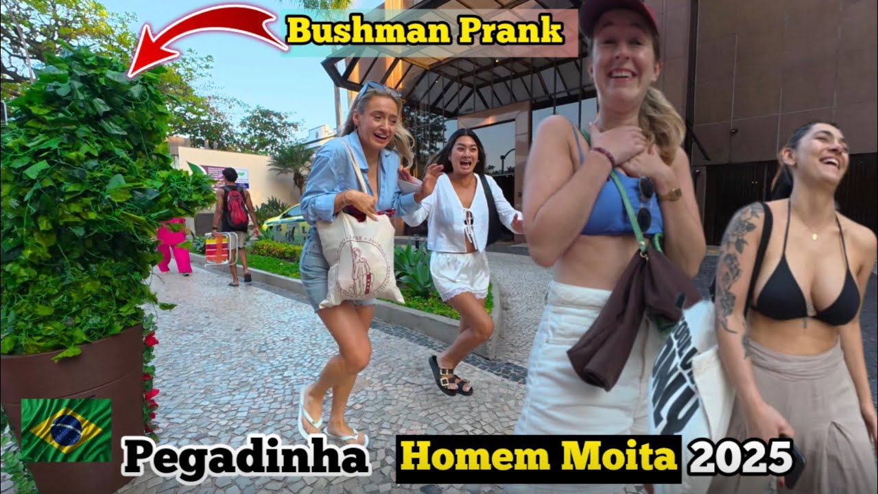 Pegadinha: Homem moita assustando pessoas no Rio de Janeiro 2025