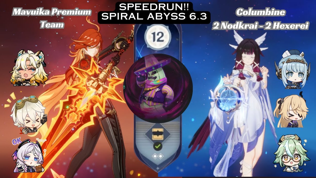 Spiral Abyss 6.3 Speedrun | Mavuika Premium Team & Columbina 2 Nodkrai – 2 Hexerei