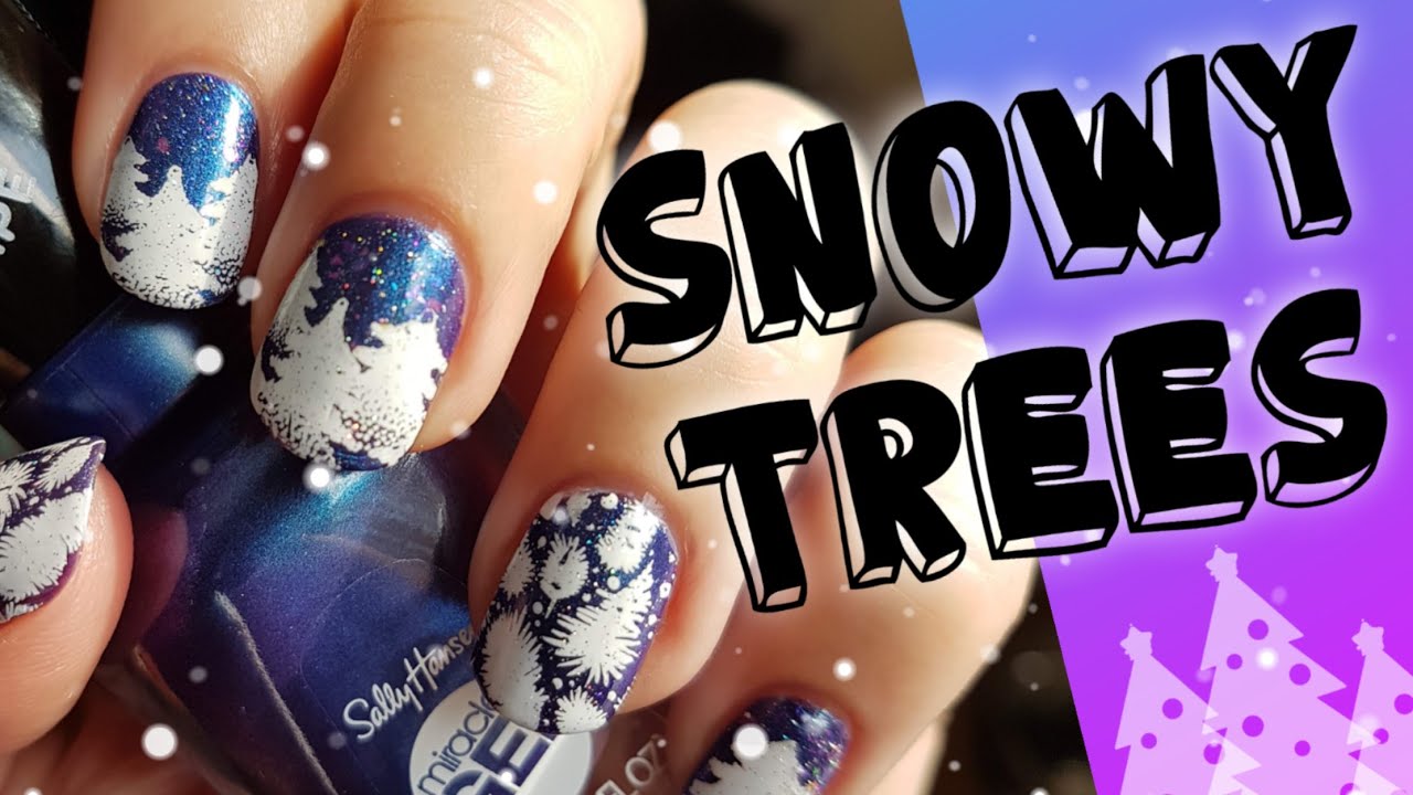 Winter nail art 2021 Snowy trees