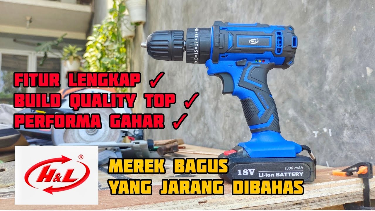 bor cordless impact 20 volt lengkap murah dan berkualitas - unboxing cordless impact drill H&L HL912