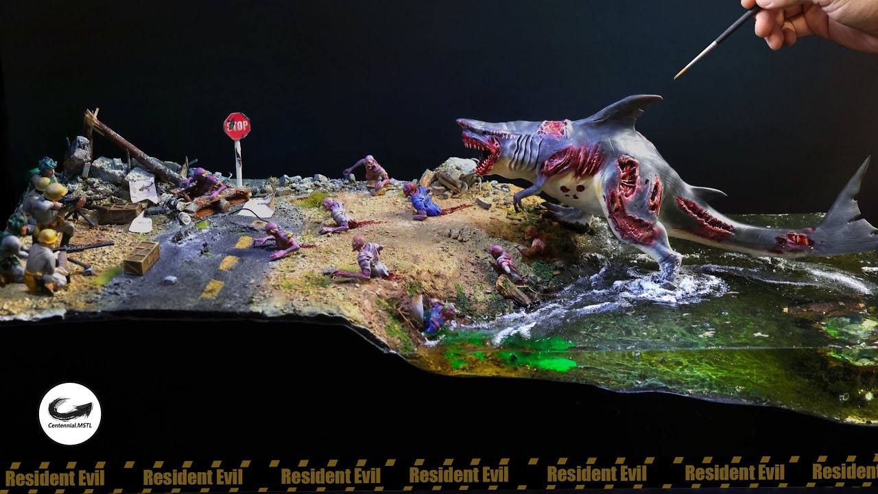 How To Make Zombie Shark in Resident Evil Diorama/ Polymer Clay/ Epoxy resin/ Zbrush/ 3D printer