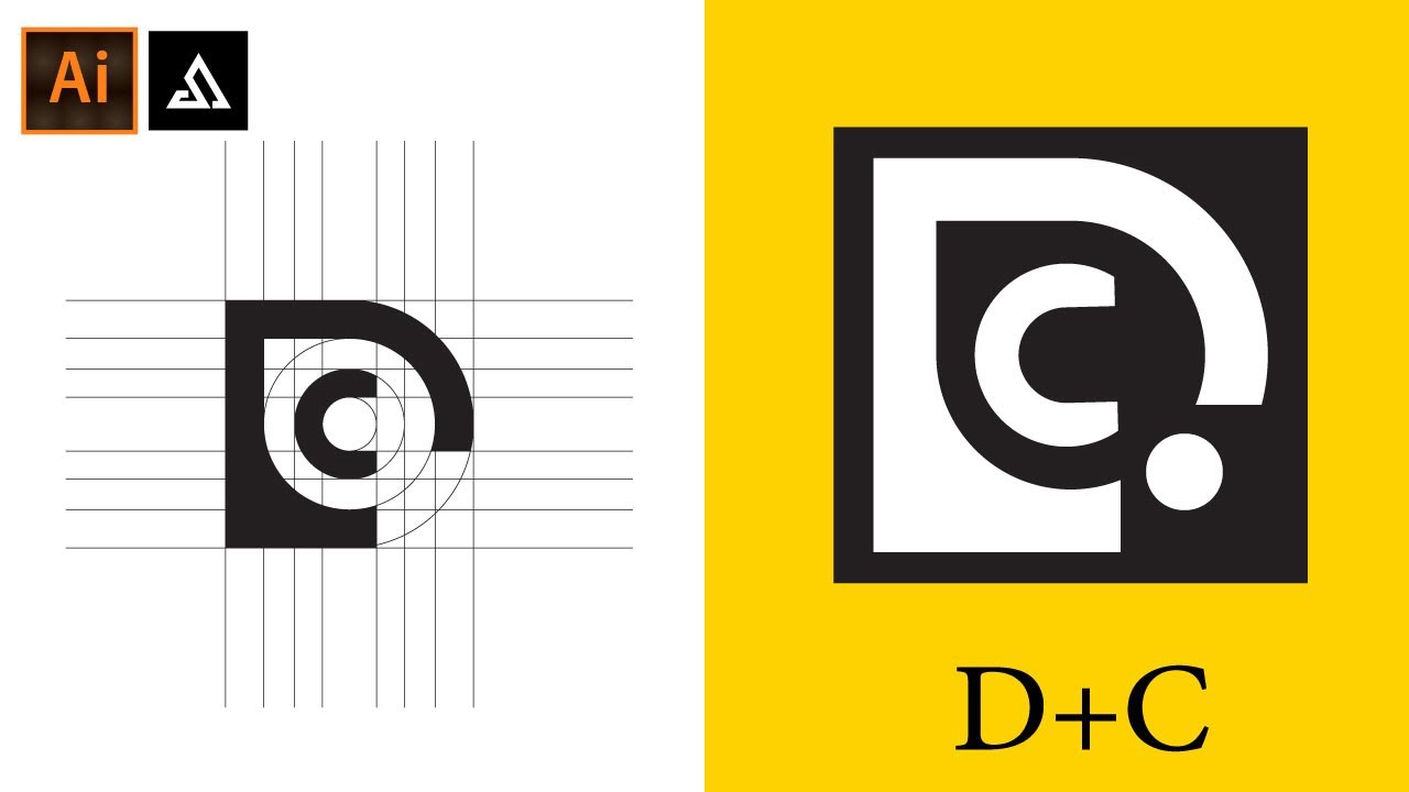 How to make D+C monogram in illustrator by Sohail Akhtar